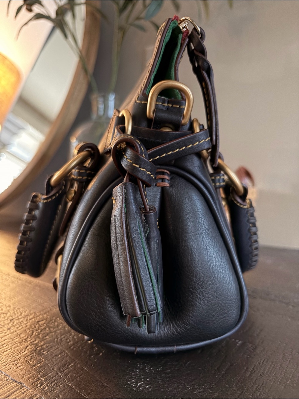 Dooney & Bourke Navy Florentine Leather Nano Satchel - Picture 6 of 10